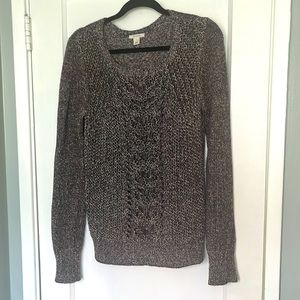 Caslon eggplant and cream knitted sweater